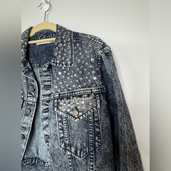 Alice + Olivia Embellished Crystal Denim Jacket – Size M - Picture 6 of 16